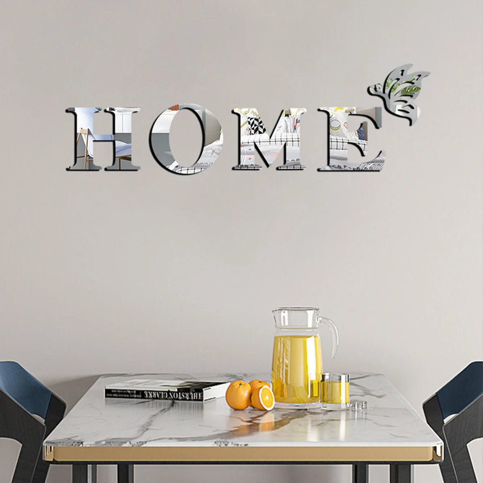 Home Logo 3D Mirror Wall Sticker - Stylish Entrance Decoration for Home