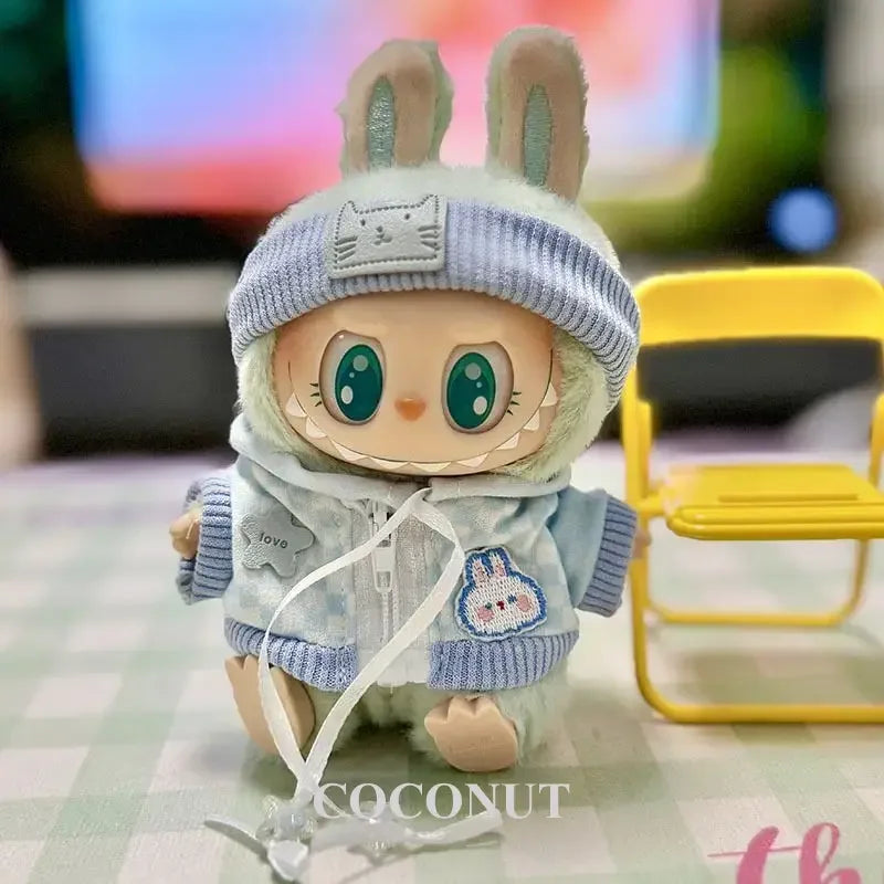 Sport Set Doll Clothes - Cute Mini Zip-Up Sports Suit for 17cm Labubu Dolls