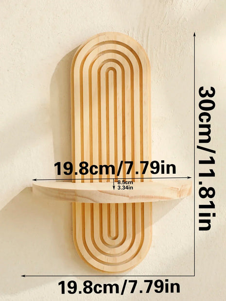 Wooden Wall Mounted Storage Rack Boho Style Display Shelves Modern Home Decor for Living Room, Bathroom Decoration