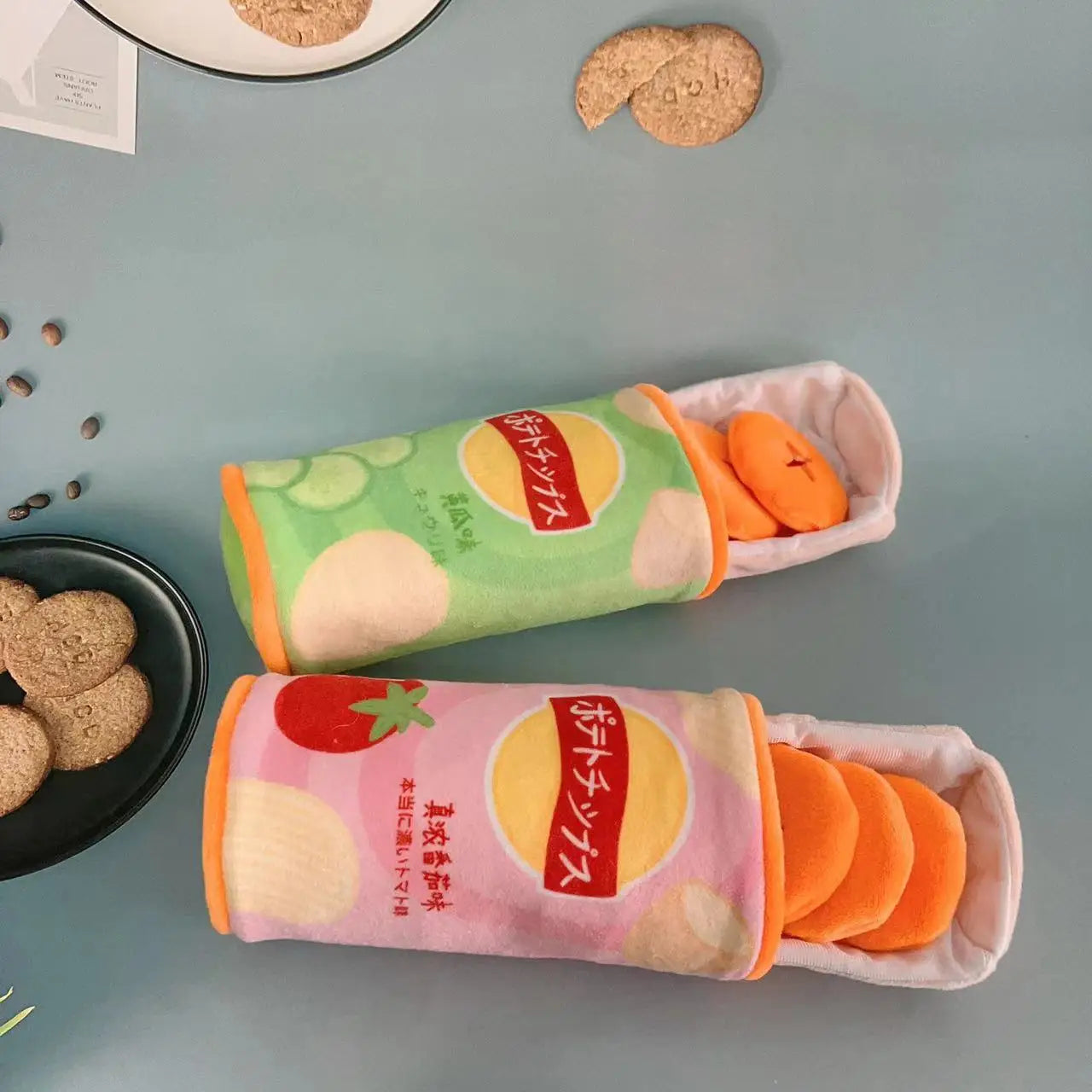 Pet Potato Chip Food Toys - Plush Snacks for Cats and Dogs