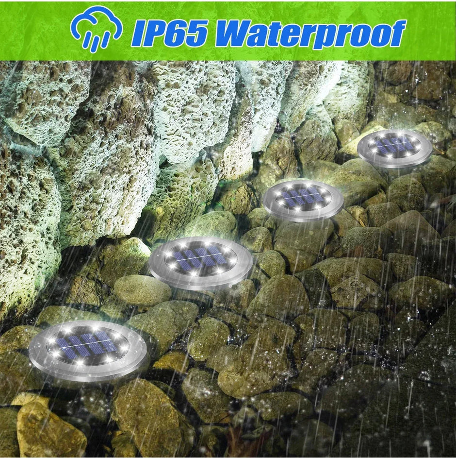 Garden Lights Outdoor Bright in-Ground Lights Landscape Lighting for Patio Pathway Lawn Solar Ground Lights LED Waterproof Solar