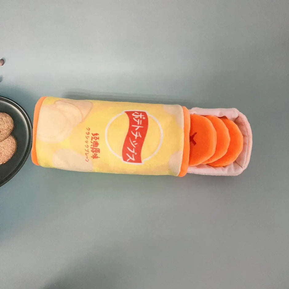 Pet Potato Chip Food Toys - Plush Snacks for Cats and Dogs