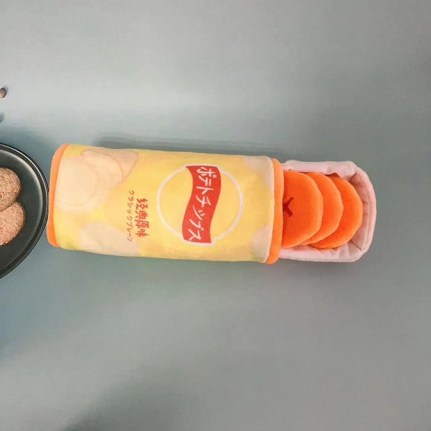 Pet Potato Chip Food Toys - Plush Snacks for Cats and Dogs