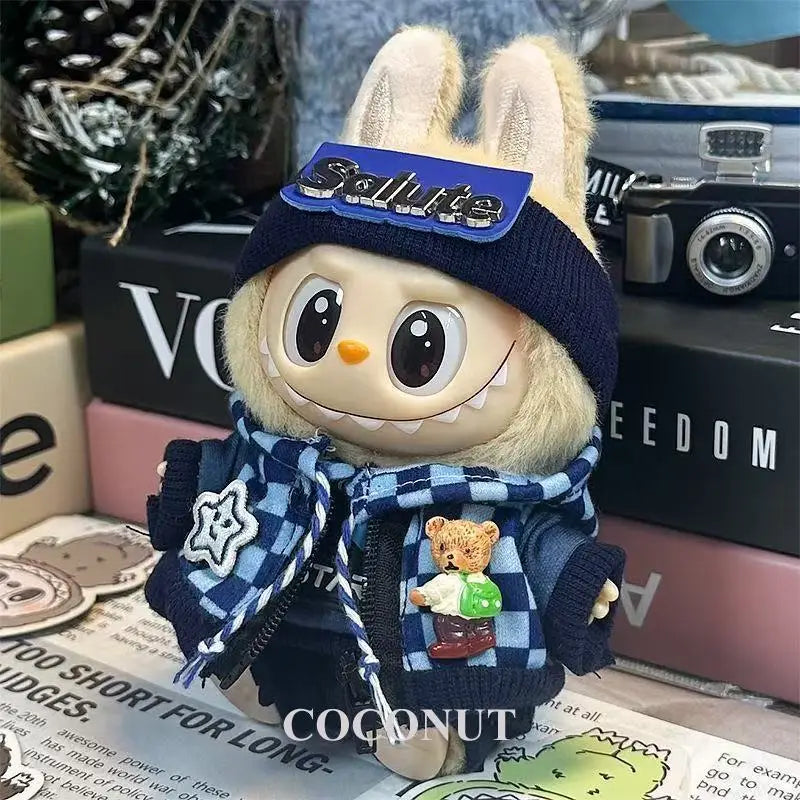 Sport Set Doll Clothes - Cute Mini Zip-Up Sports Suit for 17cm Labubu Dolls