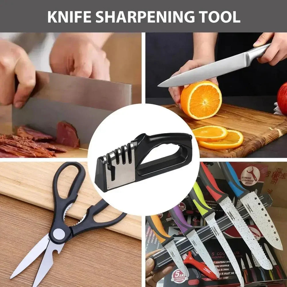 Kitchen 4 Segment Knife Sharpener - Multifunctional Portable Kitchen Gadget