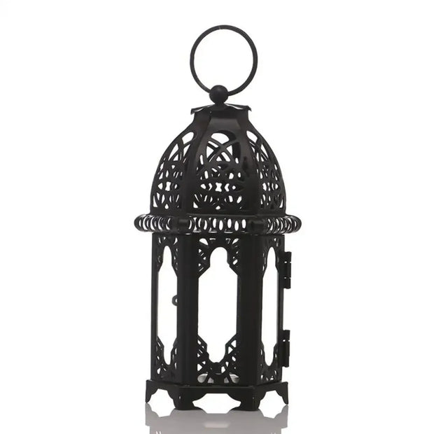 Moroccan Hanging Wind Lamp - Iron Glass Candle Holder for Home Decor