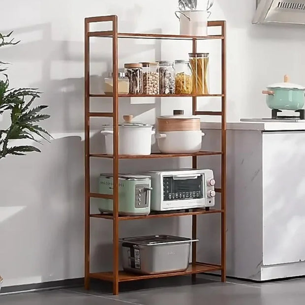 Floor Standing Kitchen Shelf - Multi-Layer Storage for Pots and Seasonings