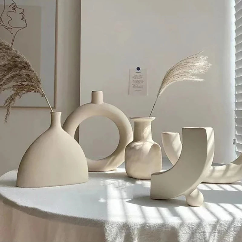 Ceramic Art Vase - Modern Home Decor for Bedroom and Photography Background