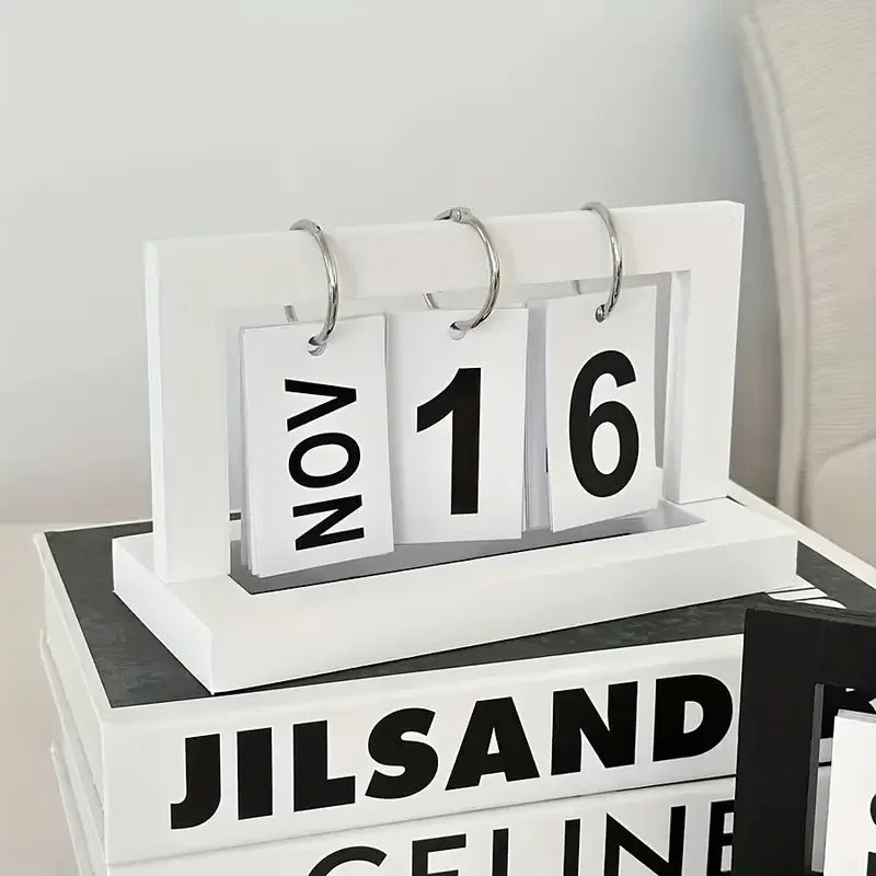 Ins Minimalist Style Living Room Office Decoration Wooden Calendar Ornament Modern Desk Accessories Simple Home Decor Crafts Gif