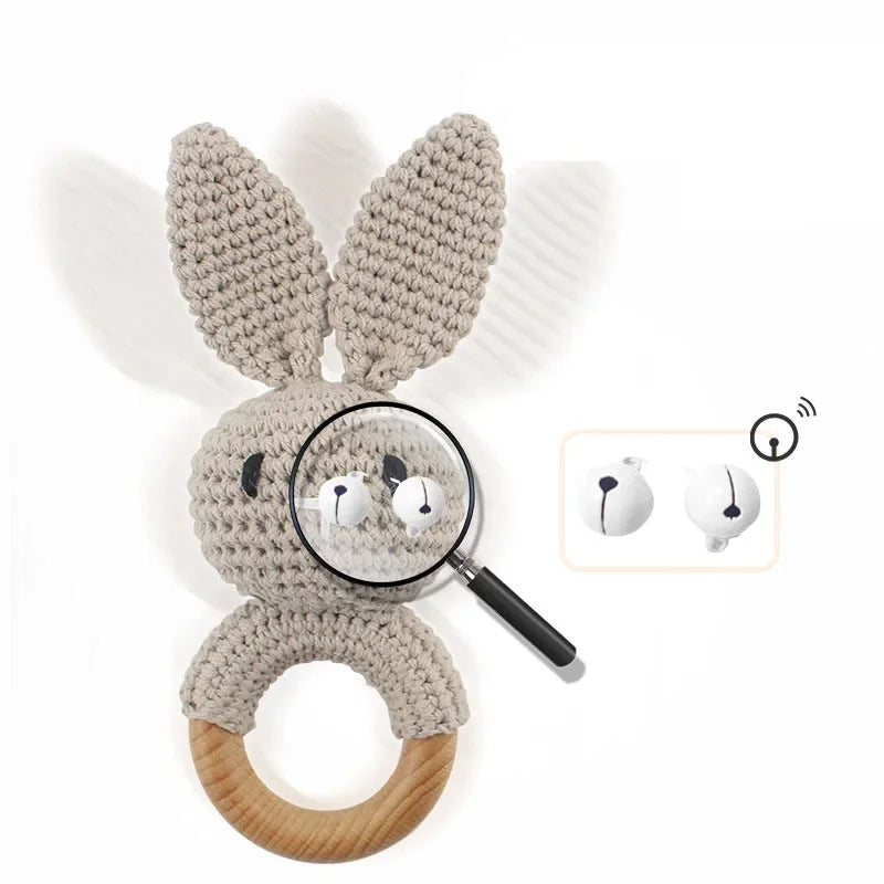 Baby Rattles DIY Crochet Cartoon Lion and Fox Doll Hand Bell Toy