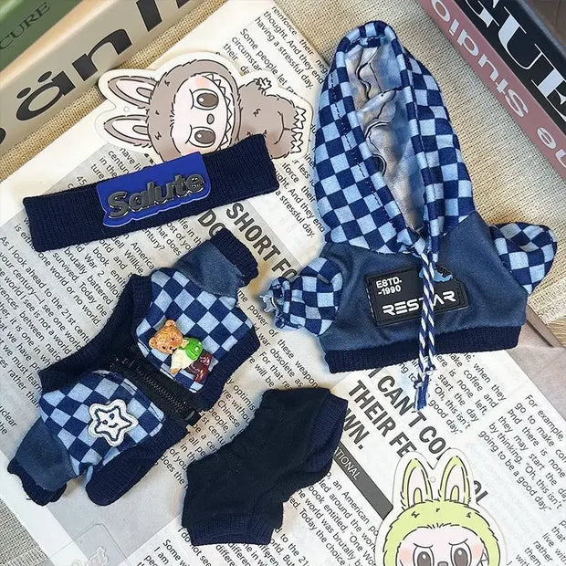 Sport Set Doll Clothes - Cute Mini Zip-Up Sports Suit for 17cm Labubu Dolls
