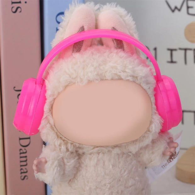 Mini Plastic Earphone Headset for 17cm Labubu Dolls
