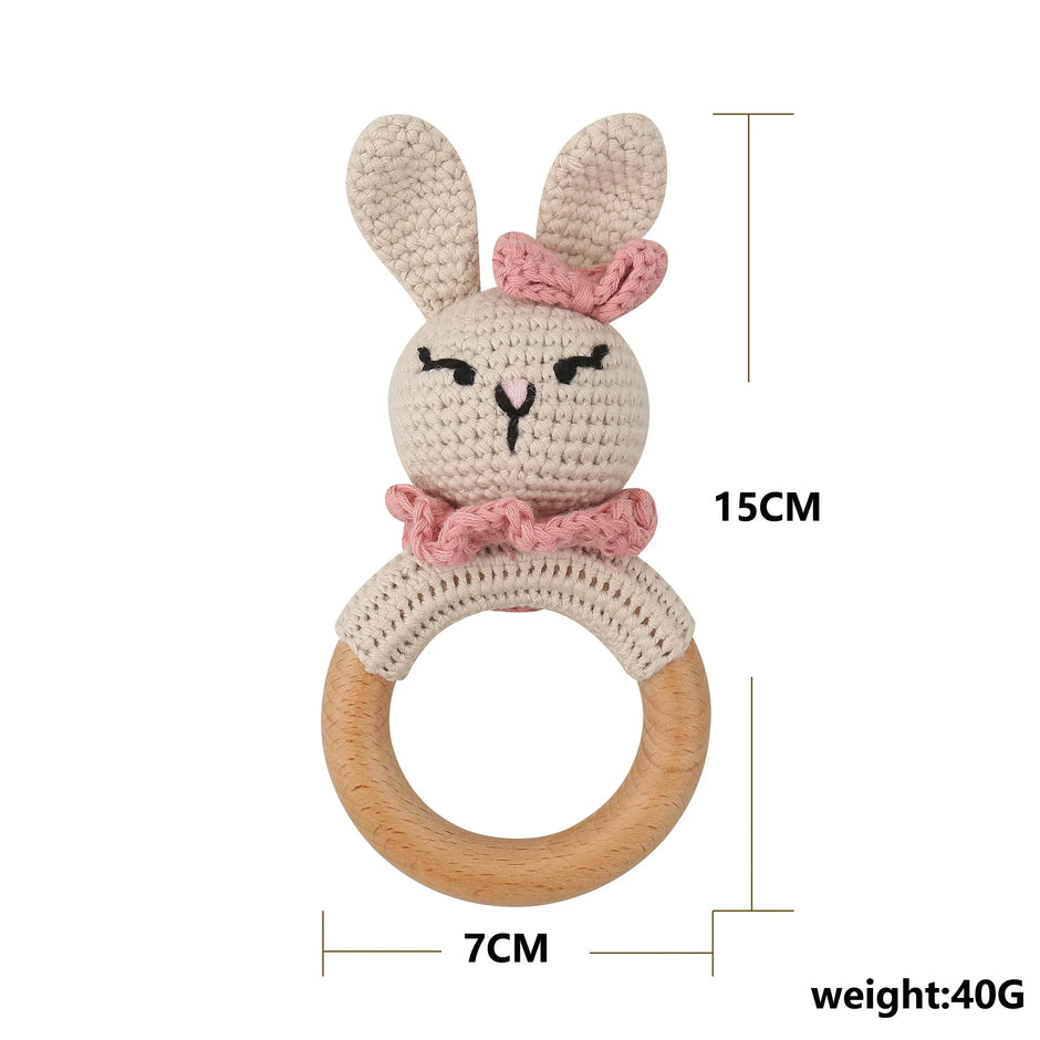 Baby Rattles DIY Crochet Cartoon Lion and Fox Doll Hand Bell Toy