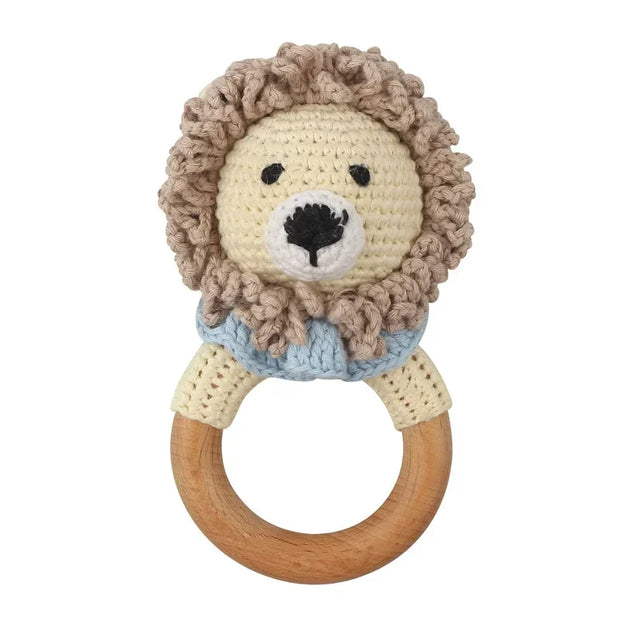 Baby Rattles DIY Crochet Cartoon Lion and Fox Doll Hand Bell Toy