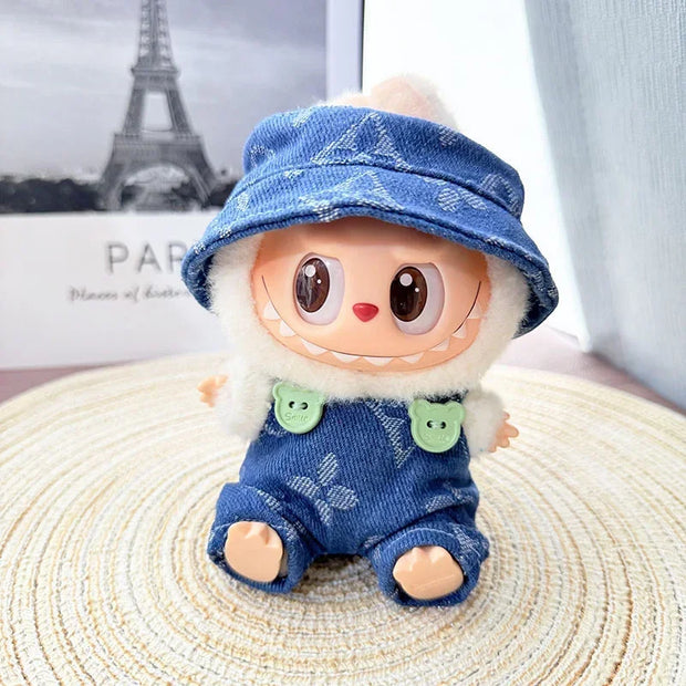 17cm Mini Labubu Doll Clothes - Outfit, Hat, Bag, and Shoes Accessories