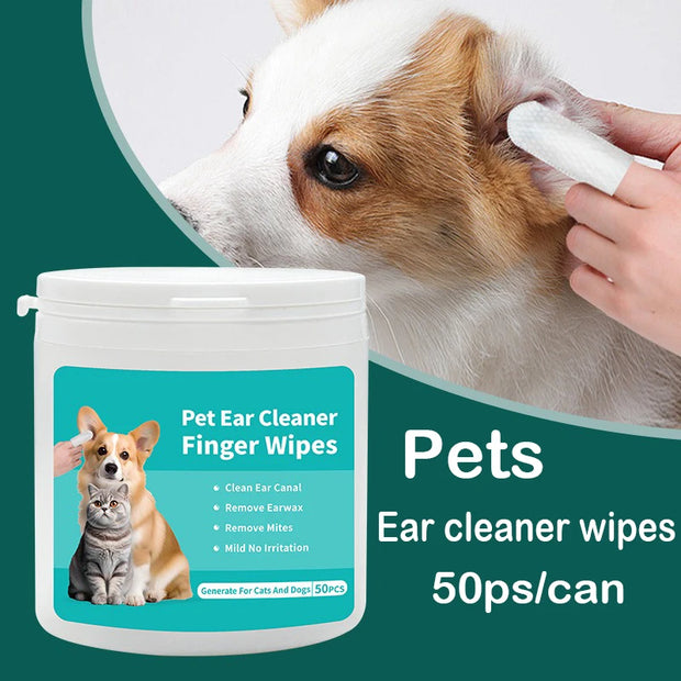 Ear Cleaning Wipes - Ear Care Fingertips for Ear Mite Removal in Cats and Dogs