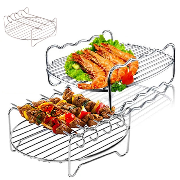 Stainless Steel Grill Baking Pan - BBQ Kitchen Tools for Air Fryers