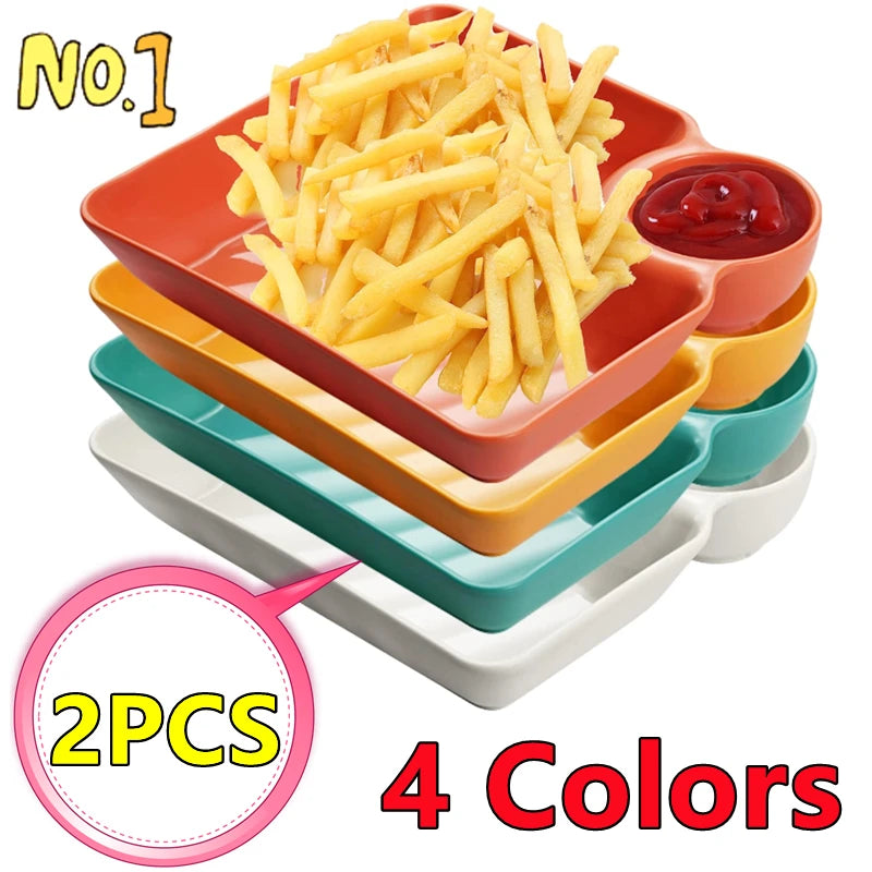 Square Dumpling Plate - Creative Snack Platter with Vinegar Space