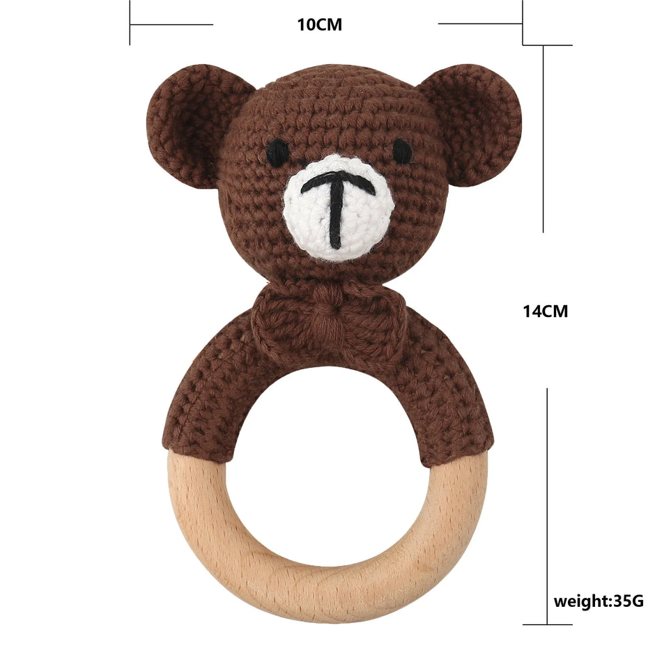 Baby Rattles DIY Crochet Cartoon Lion and Fox Doll Hand Bell Toy