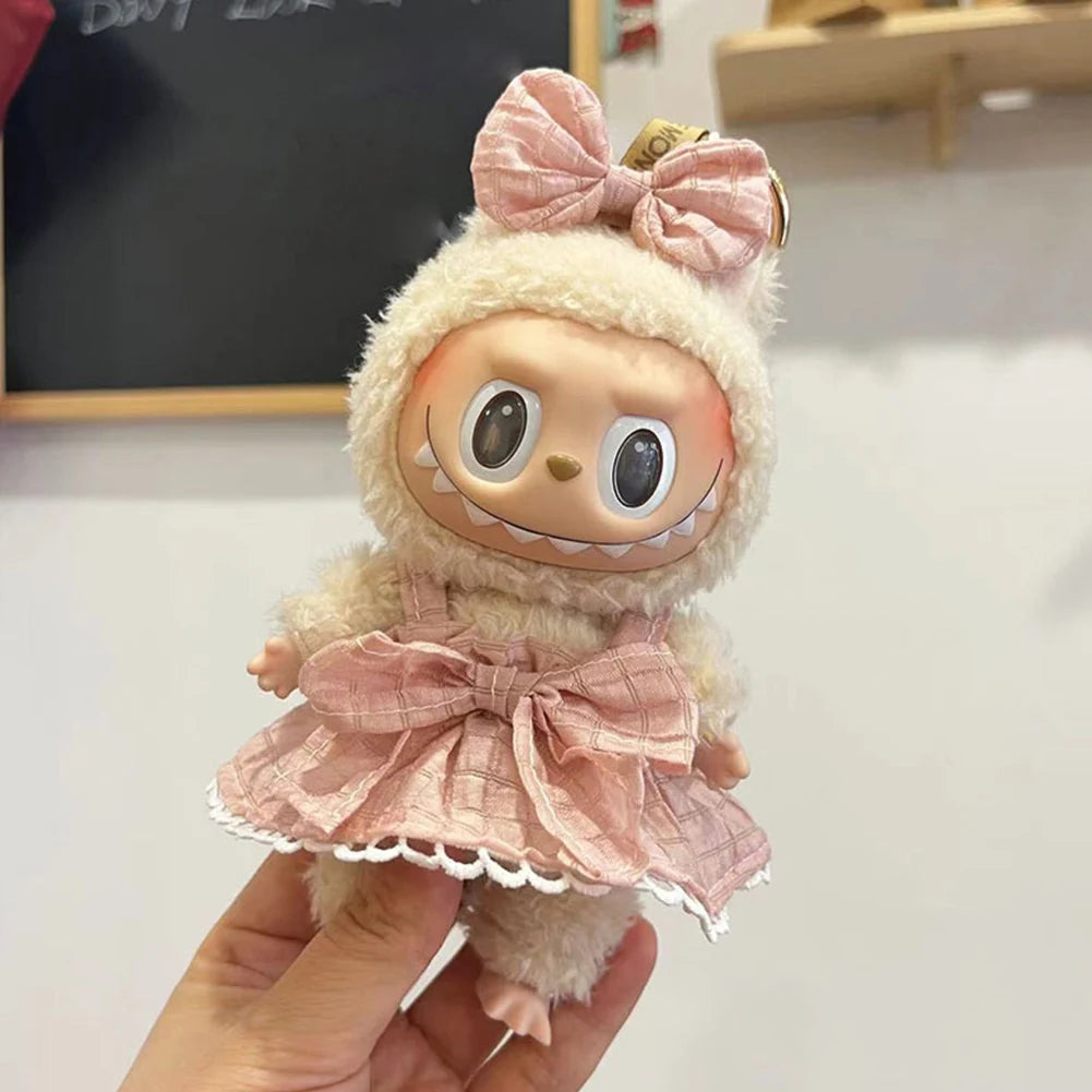Labubu 17cm Doll Clothes - Cute Plush Macaron Outfit for V1 V2 Dolls