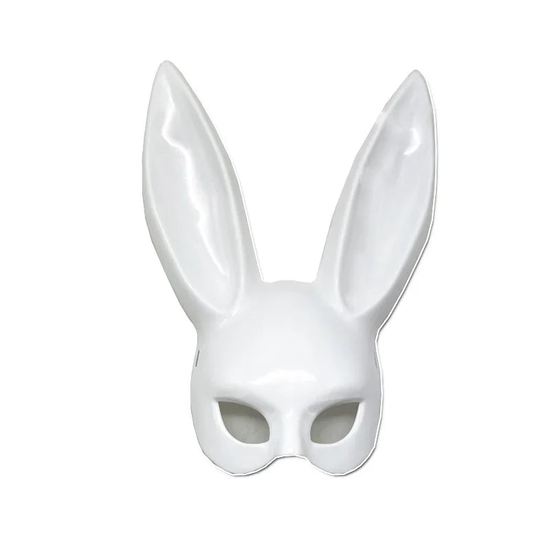 Black and White Rabbit Mask - Long Ears Bunny Mask for Halloween Decorations