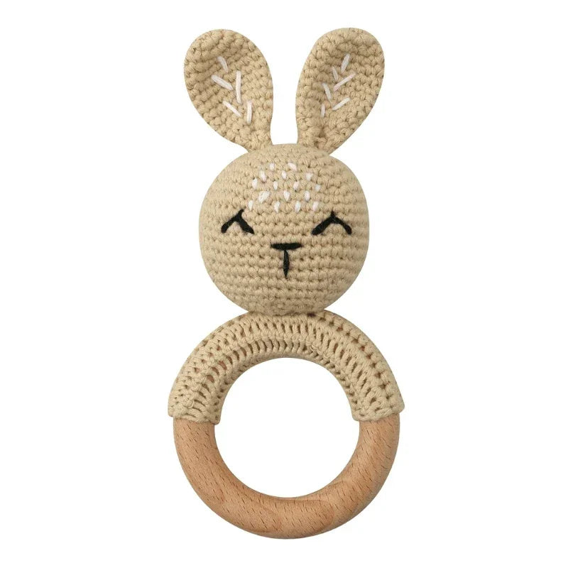 Baby Rattles DIY Crochet Cartoon Lion and Fox Doll Hand Bell Toy