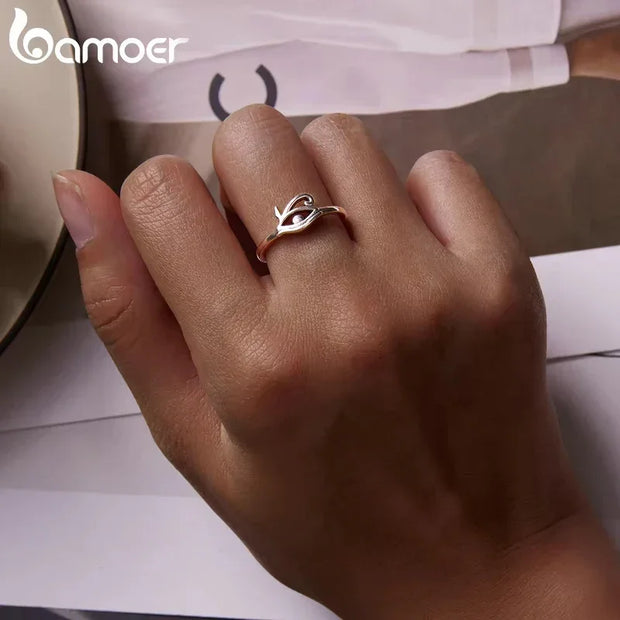 BAMOER Sterling Silver Eye of Horus Egypt Protection Open Ring