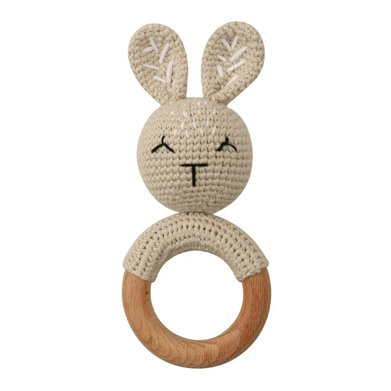 Baby Rattles DIY Crochet Cartoon Lion and Fox Doll Hand Bell Toy