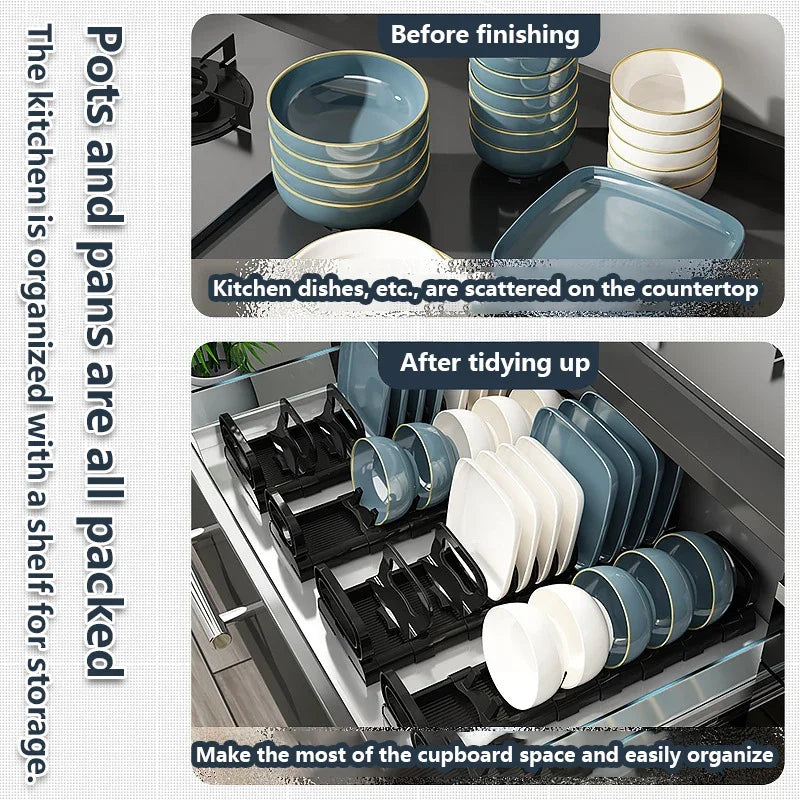 Kitchen Cabinets Dish Storage Rack - Built-In Plate Divider Organiser