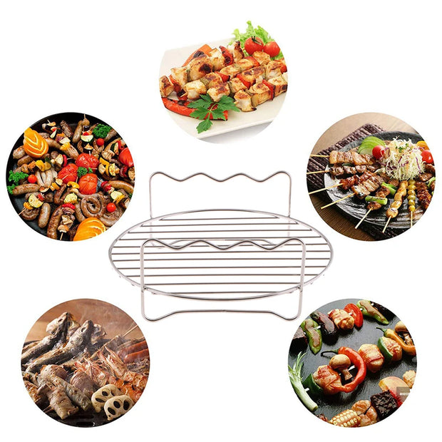 Stainless Steel Grill Baking Pan - BBQ Kitchen Tools for Air Fryers