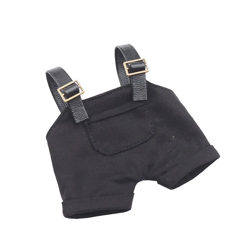Mini Plush Doll Clothes for Korea Exo Labubu Idol V1 V2 - Overalls, Hat, and T-Shirt Set