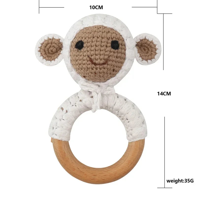 Baby Rattles DIY Crochet Cartoon Lion and Fox Doll Hand Bell Toy