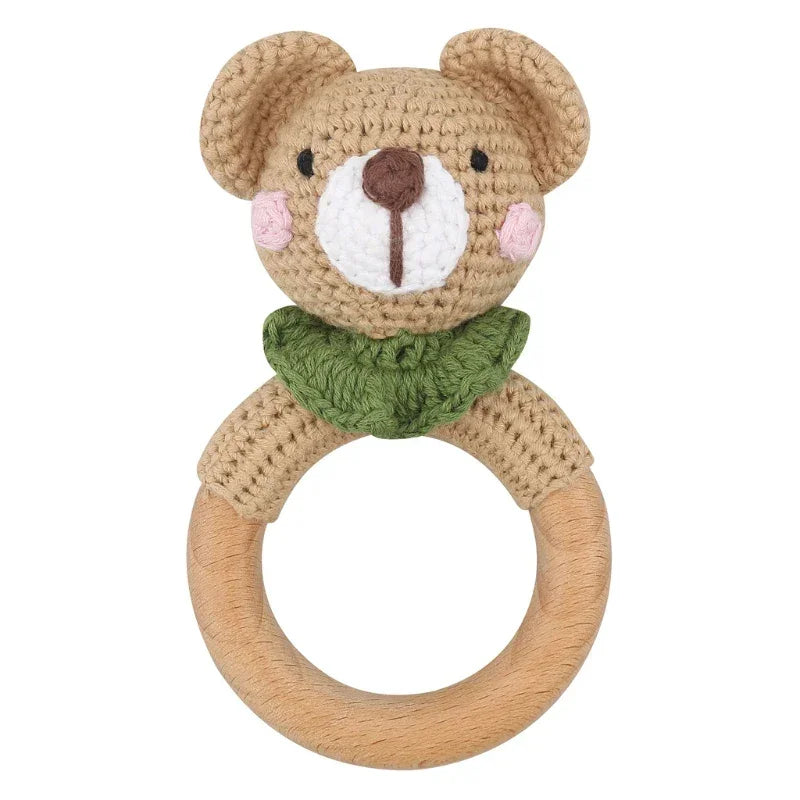 Baby Rattles DIY Crochet Cartoon Lion and Fox Doll Hand Bell Toy