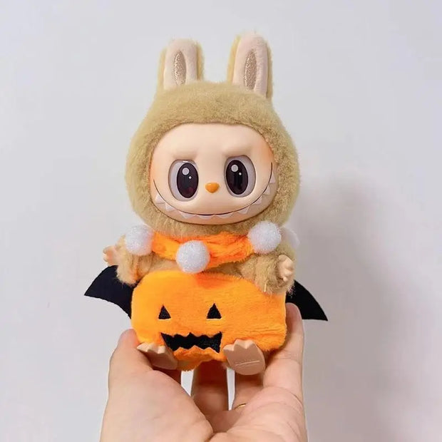 Halloween Pumpkin Dresses with Veil for Labubu Dolls