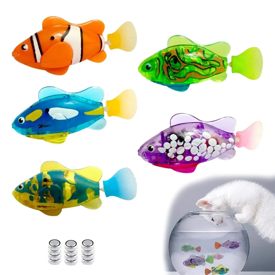 Cat Toy LED Inductive Interactive Swimming Robot Fish Toy - Glowing Electric Fish to Stimulate Play