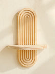 Wooden Wall Mounted Storage Rack Boho Style Display Shelves Modern Home Decor for Living Room, Bathroom Decoration