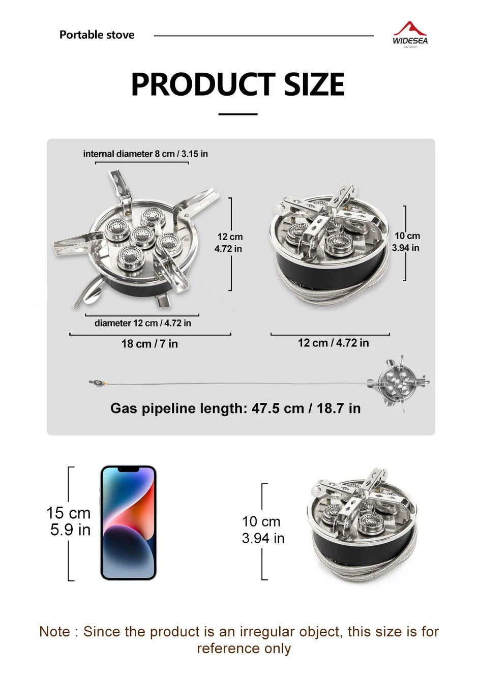 Widesea Camping Tourist Burner 8800W Gas Stove Cookware Portable Furnace Picnic Barbecue Tourism Supplies Outdoor Recreation