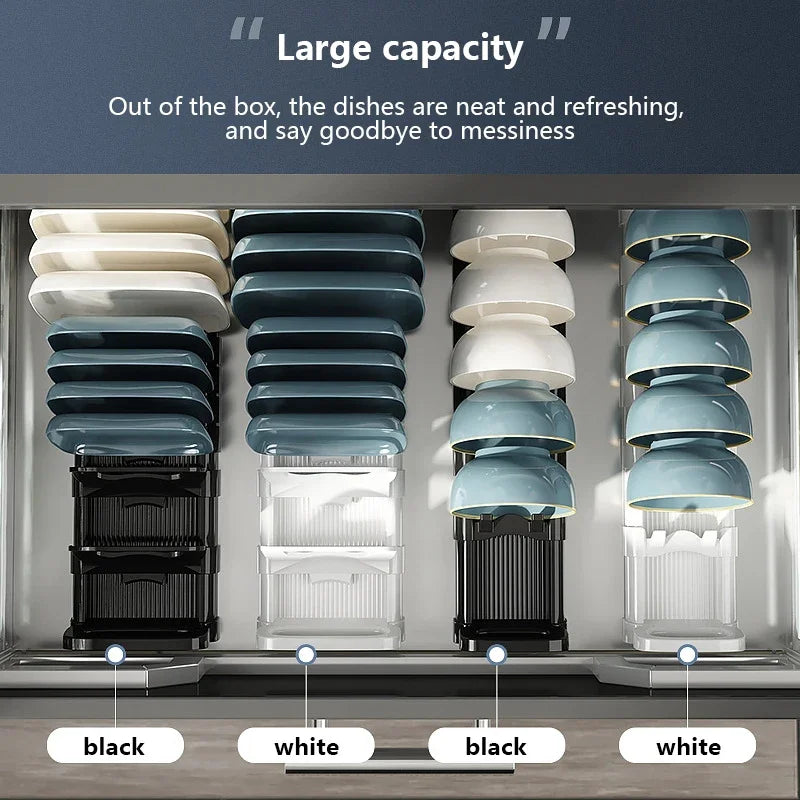 Kitchen Cabinets Dish Storage Rack - Built-In Plate Divider Organiser