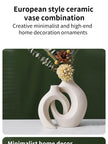 European Ceramic Vase Set Creative White Simple Home Decoration Living Room Entryway TV Cabinet Decoration