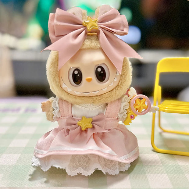 Labubu 17cm Doll Clothes - Cute Plush Macaron Outfit for V1 V2 Dolls