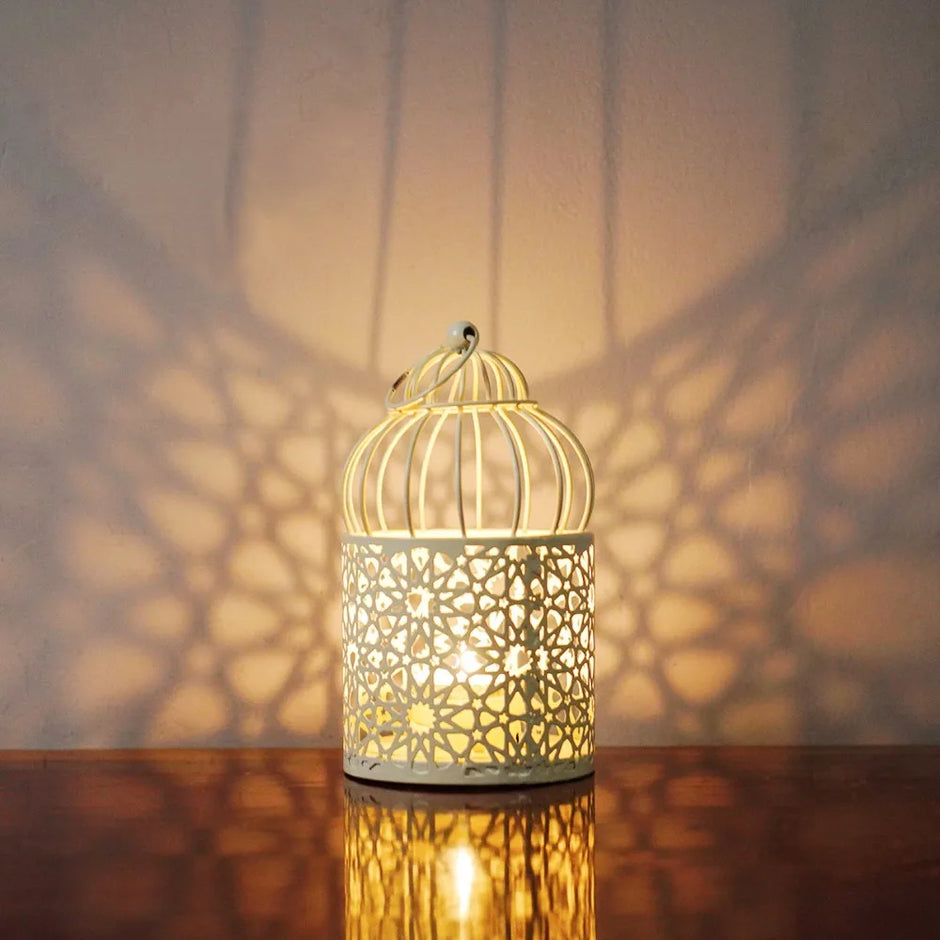 Moroccan Hanging Wind Lamp - Iron Glass Candle Holder for Home Decor
