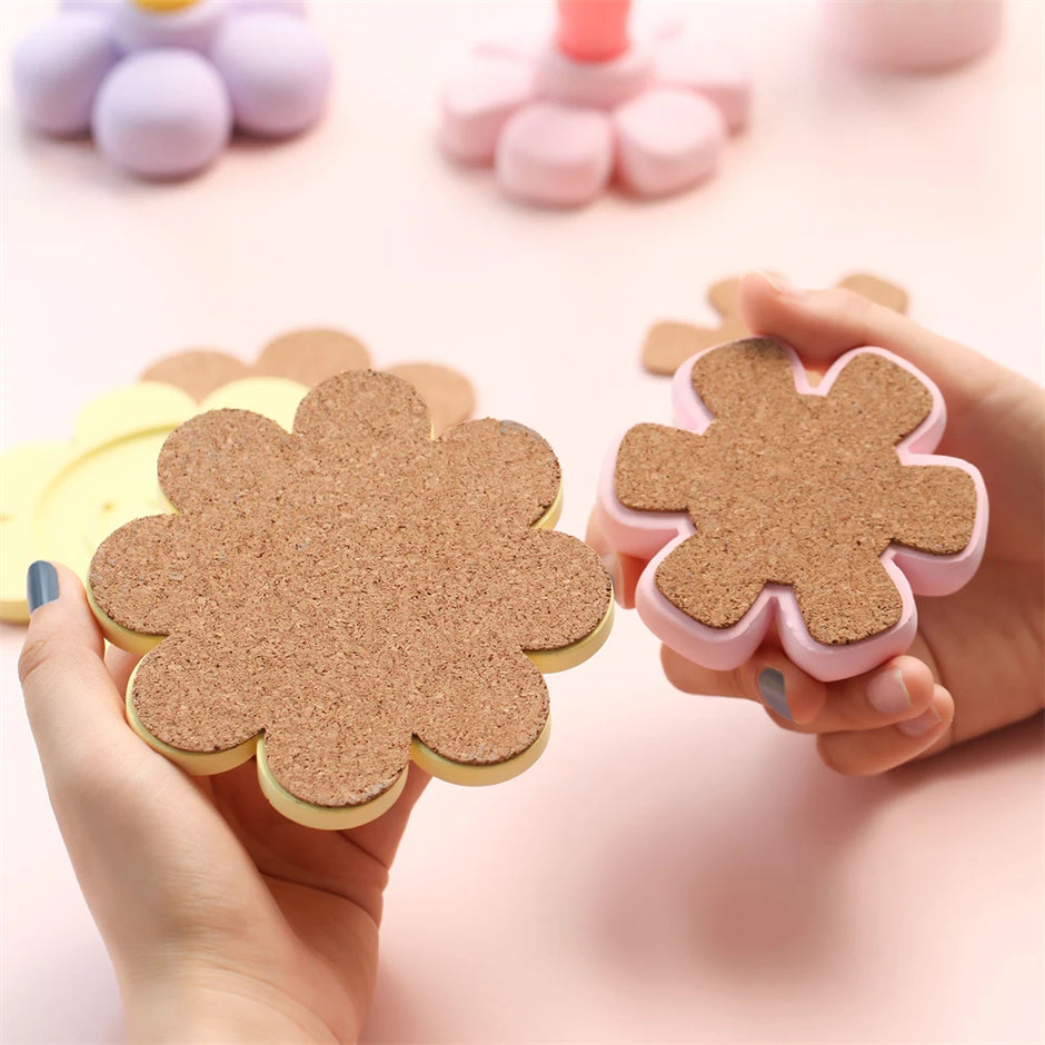 Flower Shape Candlestick - Handmade Coaster with Non-Slip Mat for Home Decor