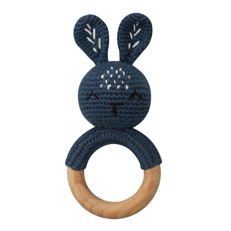Baby Rattles DIY Crochet Cartoon Lion and Fox Doll Hand Bell Toy