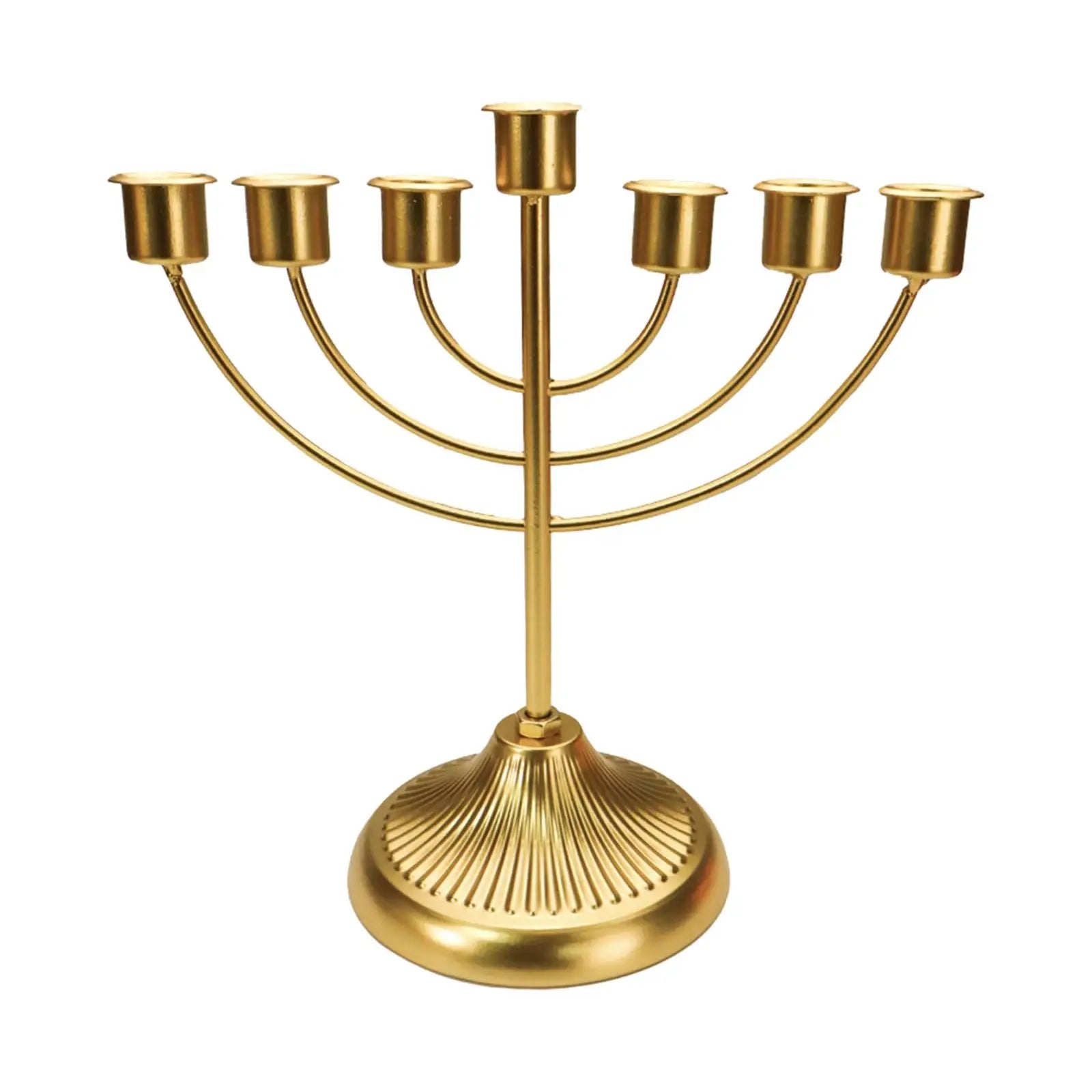 Golden Menorah Candelabra - Elegant Table Candlestick Holder for Hanukkah