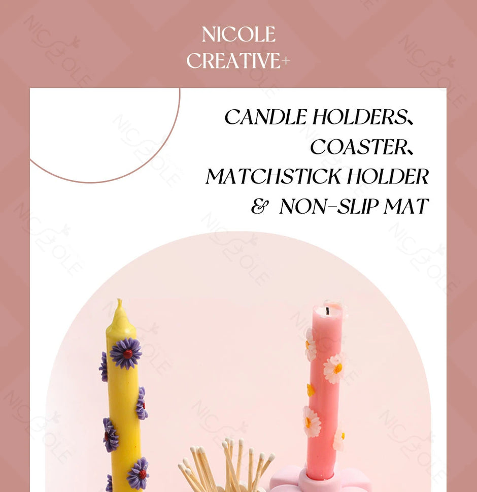 Flower Shape Candlestick - Handmade Coaster with Non-Slip Mat for Home Decor