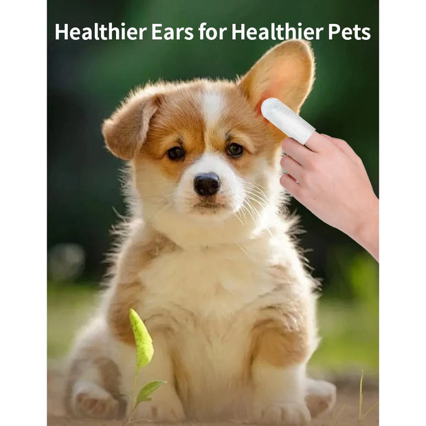 Ear Cleaning Wipes - Ear Care Fingertips for Ear Mite Removal in Cats and Dogs