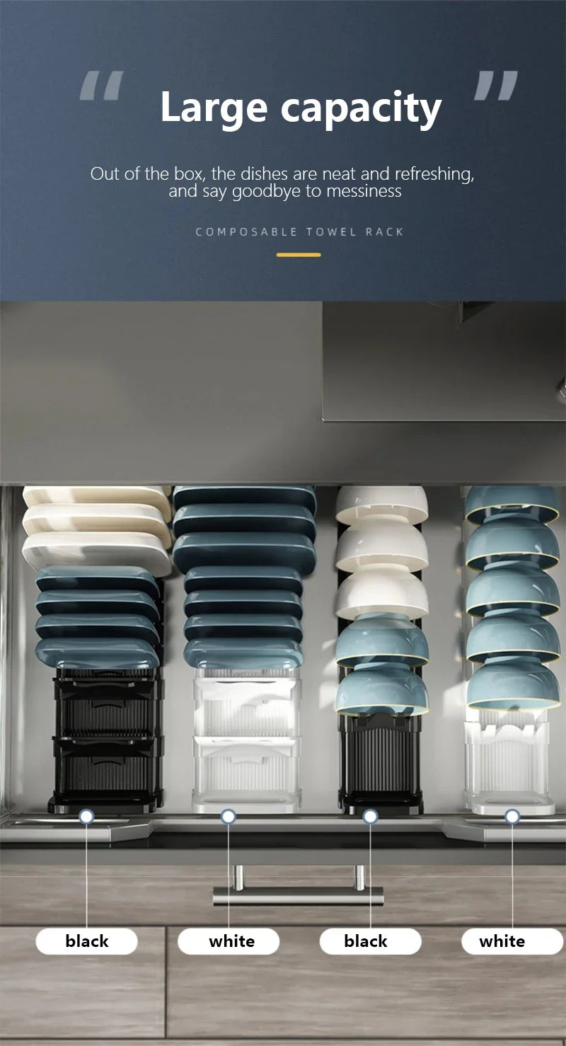 Kitchen Cabinets Dish Storage Rack - Built-In Plate Divider Organiser