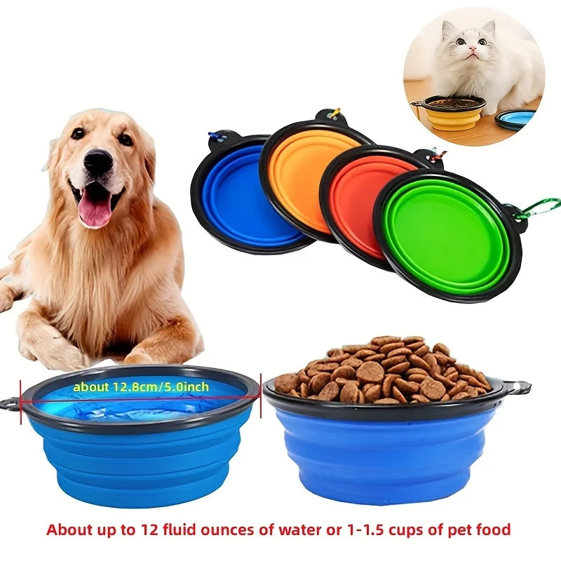 Portable Pet Food Bowl - Durable Silicone Collapsible Bowl for Dogs and Cats