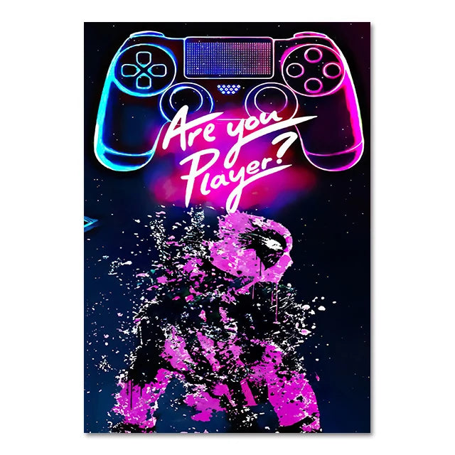 Canvas Paintings for Gaming Room - Punk Style Gamepad Posters and Prints