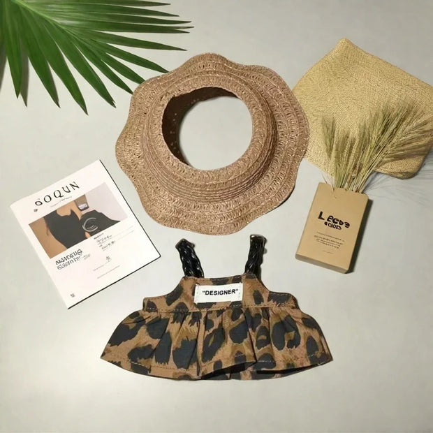 Mini Doll Clothes Outfit Accessories for 15/17cm Labubu V1 V2 - Leopard Print Dress